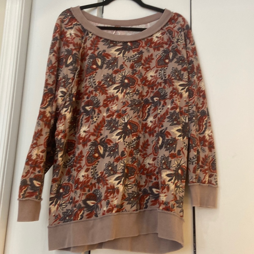 Free People Floral Print Oversized Sweater Sz Small